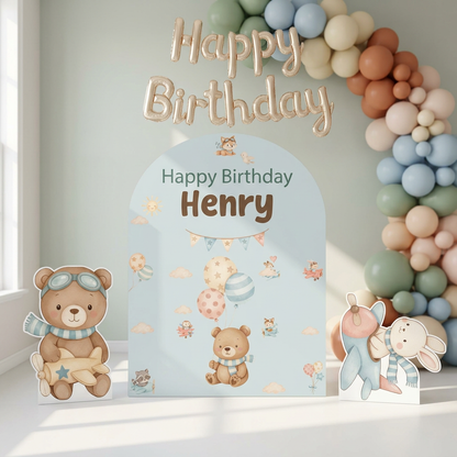 Woodland Airplane Birthday Backdrop Set - display 4