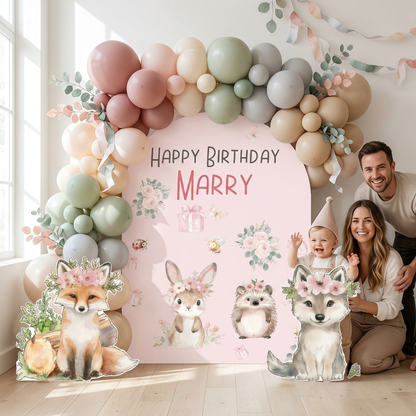 Fox and Wolf Woodland Birthday Backdrop Set - display 3