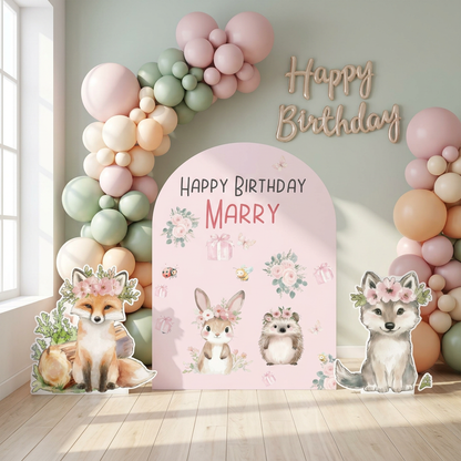 Fox and Wolf Woodland Birthday Backdrop Set - display 4