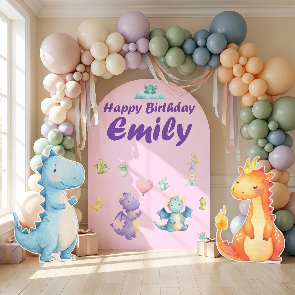Fantasy Dragons Birthday Backdrop Set - display 1
