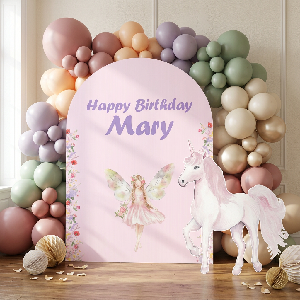 Fairy Unicorn Birthday Backdrop Set - display 2