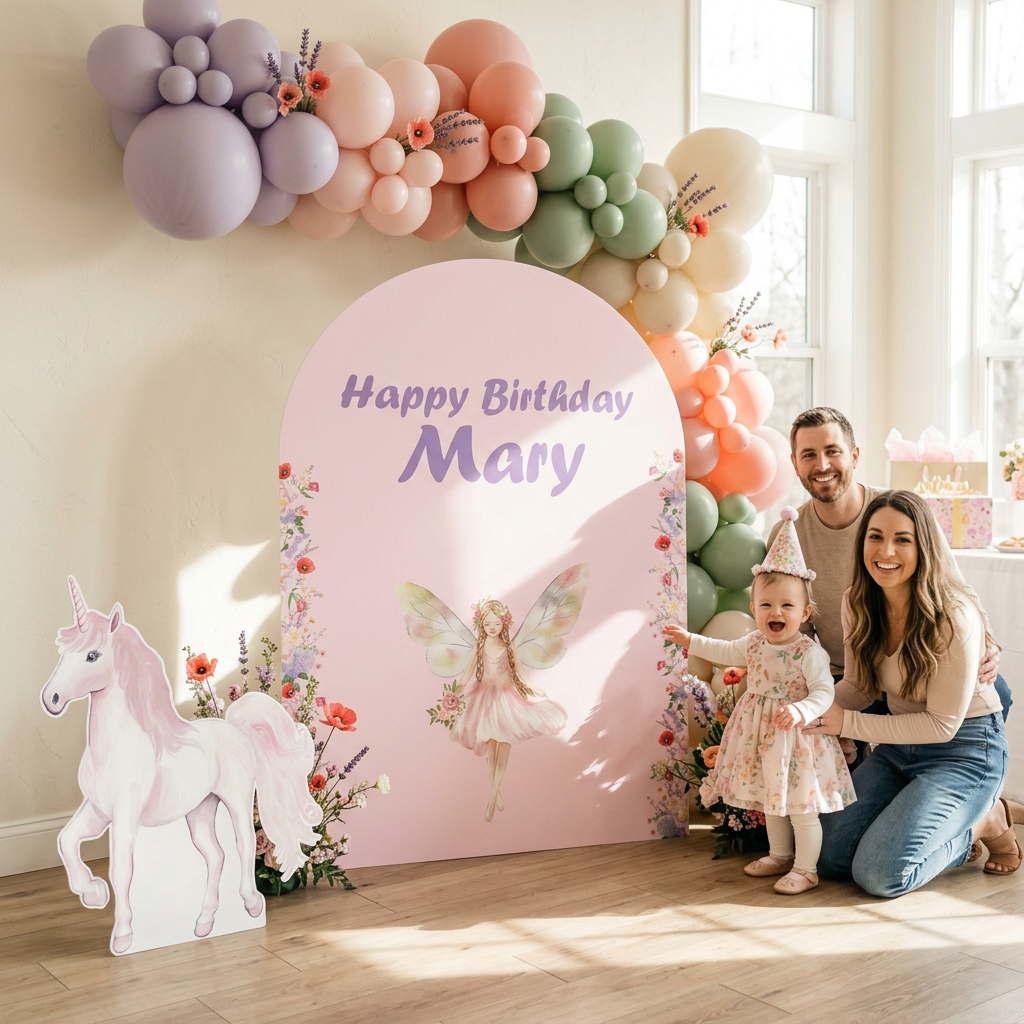 Fairy Unicorn Birthday Backdrop Set - display 3