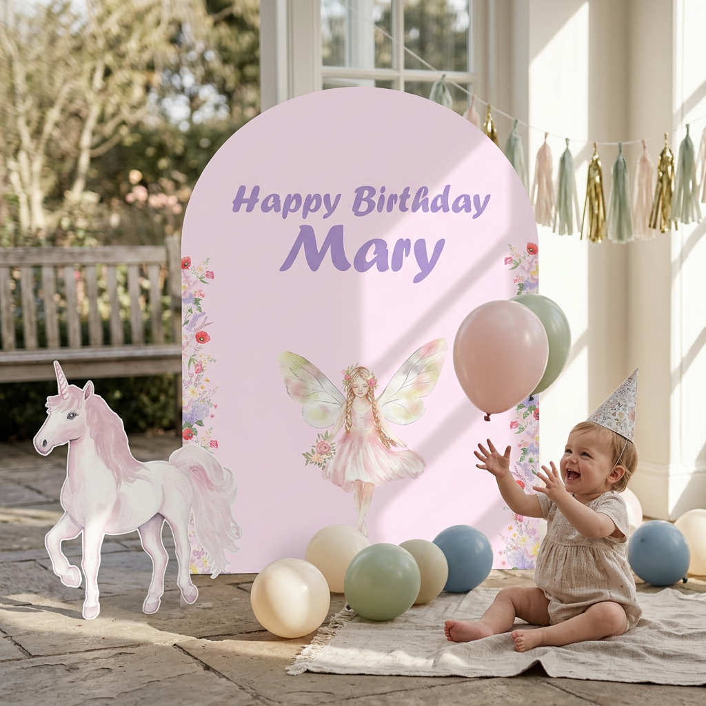 Fairy Unicorn Birthday Backdrop Set - display 6