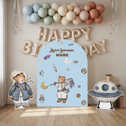 Space Bear Birthday Backdrop Set - display 4