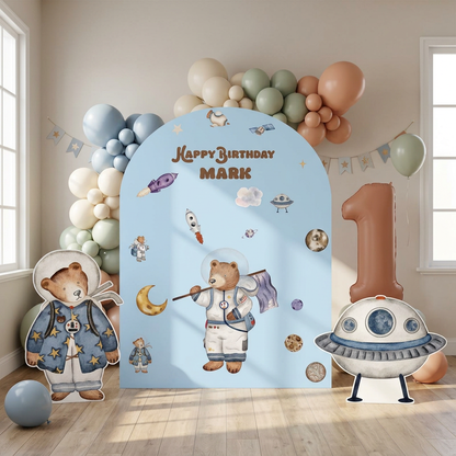 Space Bear Birthday Backdrop Set - display 5