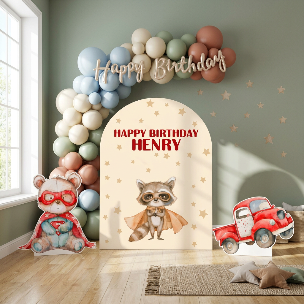 Superhero Animals Birthday Backdrop Set - display 4