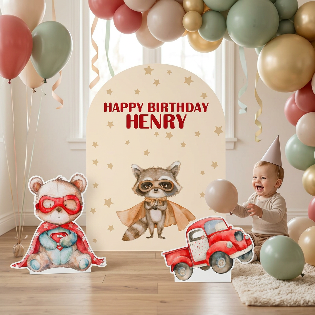 Superhero Animals Birthday Backdrop Set - display 6