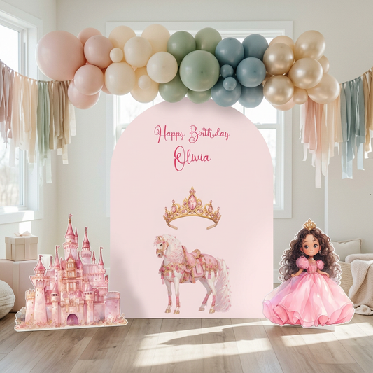 Pink Princess Birthday Backdrop Set - display 1