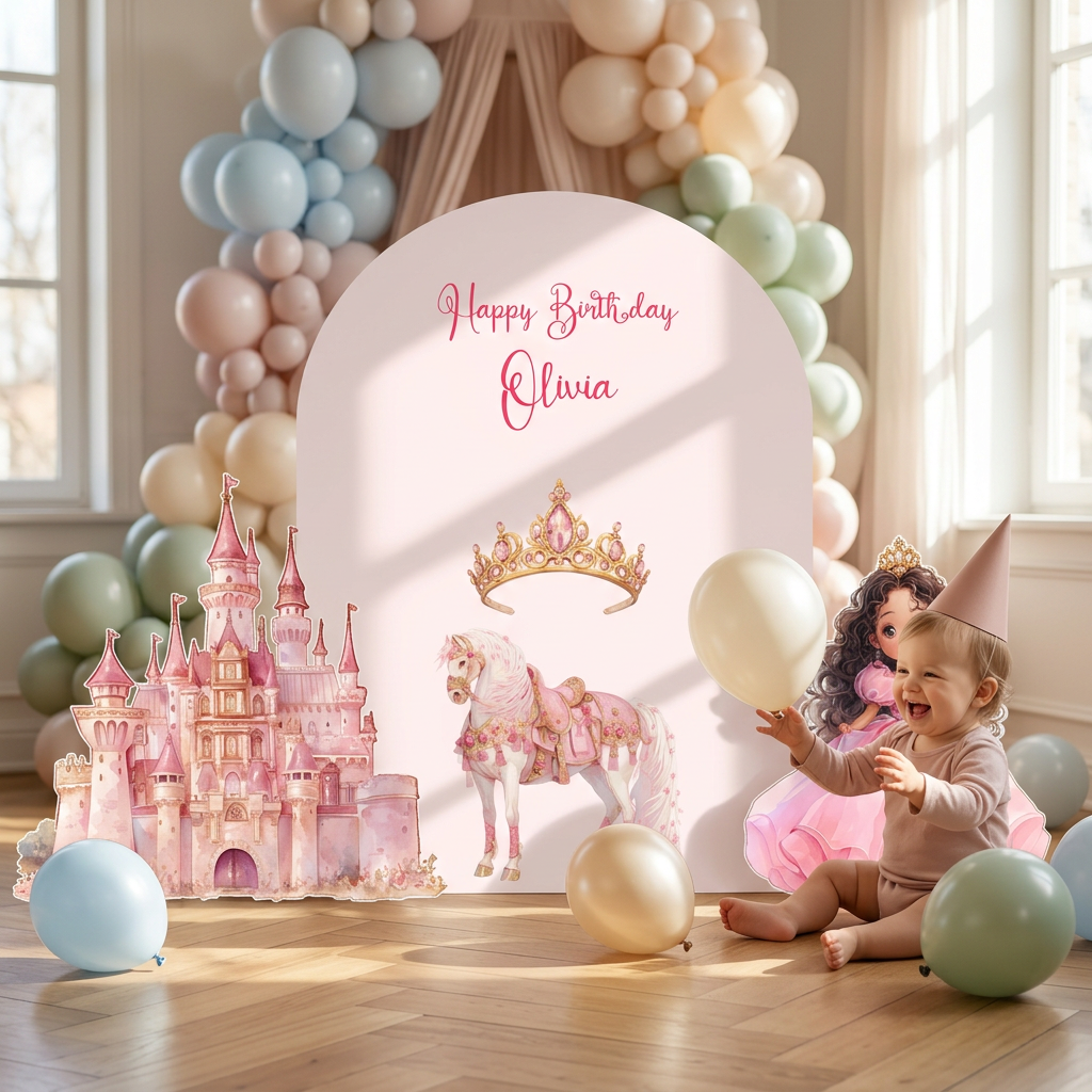 Pink Princess Birthday Backdrop Set - display 6