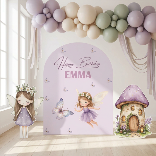 Purple Fairy Birthday Backdrop Set - display 1
