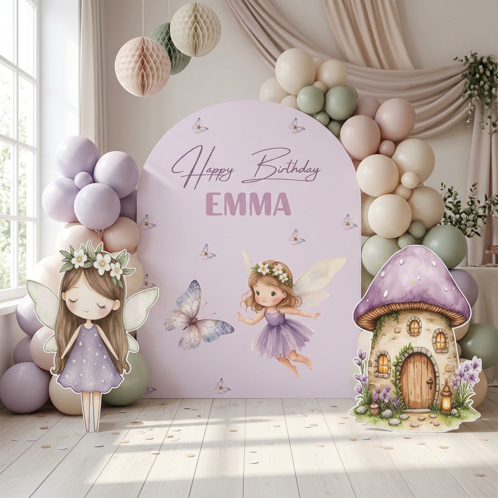 Purple Fairy Birthday Backdrop Set - display 2