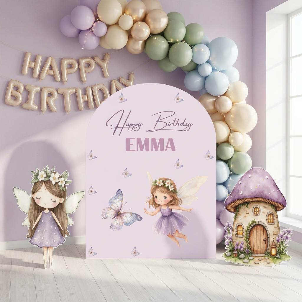Purple Fairy Birthday Backdrop Set - display 4