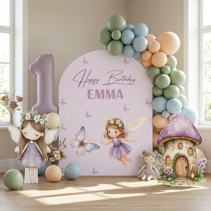 Purple Fairy Birthday Backdrop Set - display 5