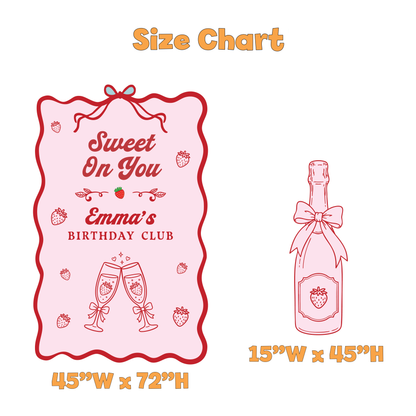 Sweet On You Strawberry Birthday Club Backdrop Set - size chart