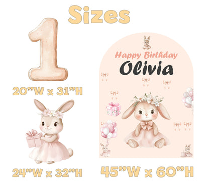 Bunny Birthday Backdrop Set - size chart