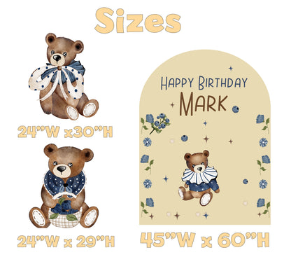 Teddy Bear Birthday Backdrop Set - size chart