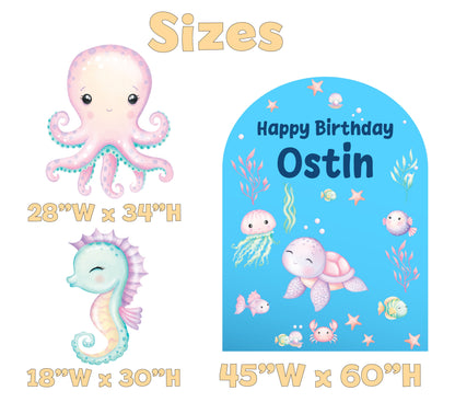 Under the Sea Birthday Backdrop Set - size chart