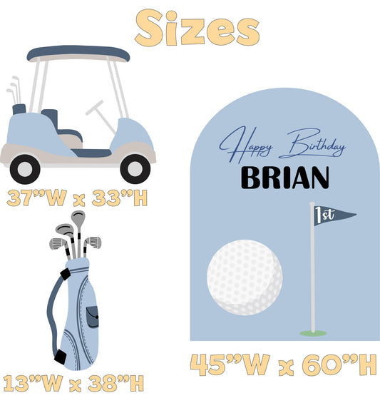 Golf Birthday Backdrop Set - size chart