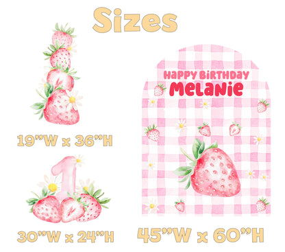 Strawberry Birthday Backdrop Set - size chart