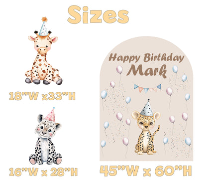 Safari Birthday Backdrop Set - size chart