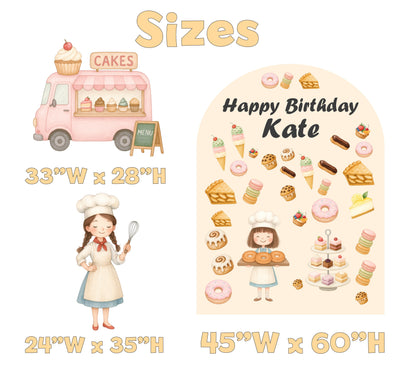 Baking Birthday Backdrop Set - size chart