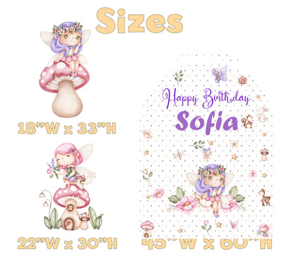 Fairy Garden Birthday Backdrop Set - size chart