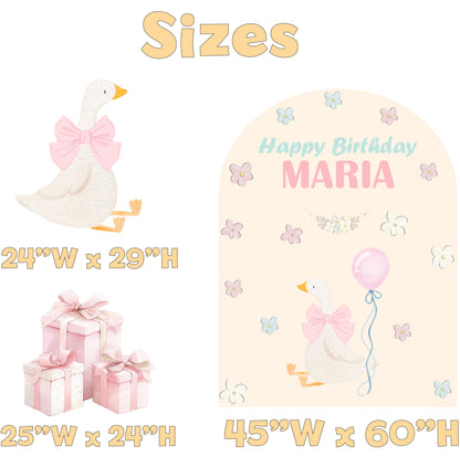 Goose Birthday Backdrop Set - size chart