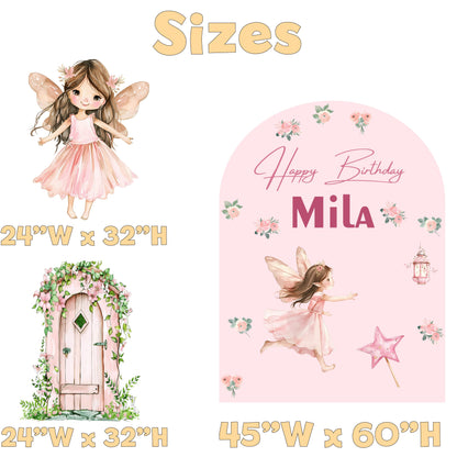 Fairy Birthday Backdrop Set - size chart