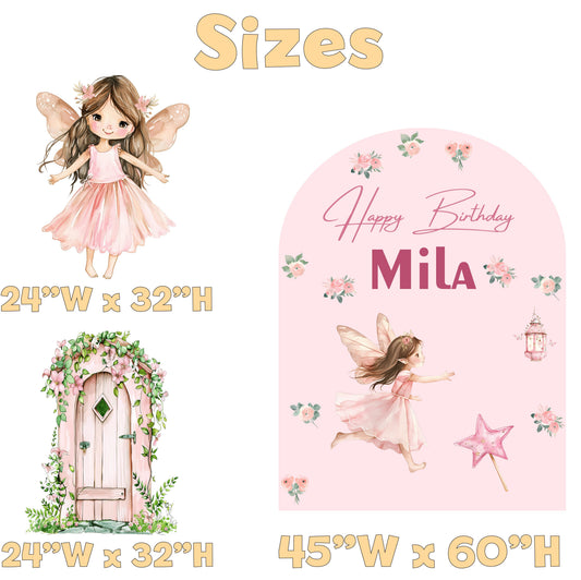 Fairy Birthday Backdrop Set - size chart