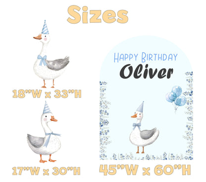 Blue Goose Birthday Backdrop Set - size chart