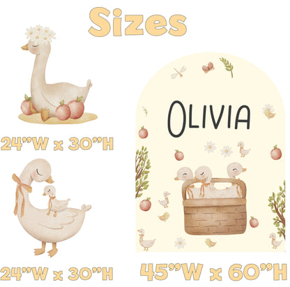Duckling Birthday Backdrop Set - size chart