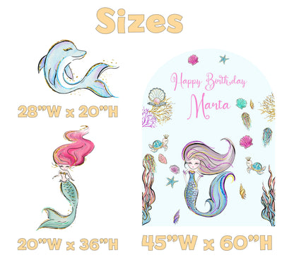 Mermaid Birthday Backdrop Set - size chart