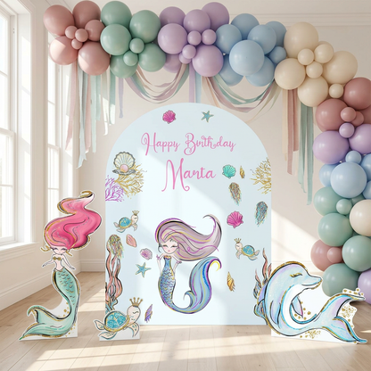 Mermaid Birthday Backdrop Set - display 1