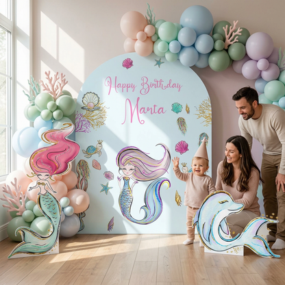Mermaid Birthday Backdrop Set - display 3