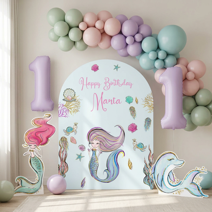 Mermaid Birthday Backdrop Set - display 5