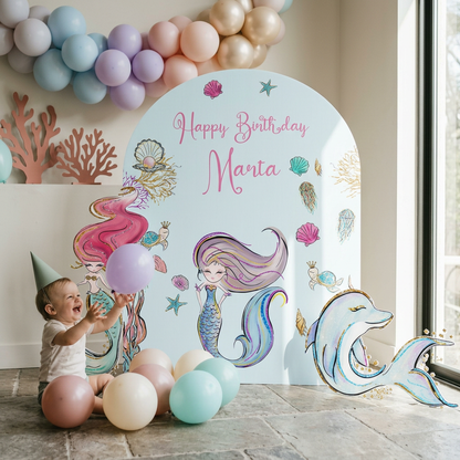 Mermaid Birthday Backdrop Set - display 6