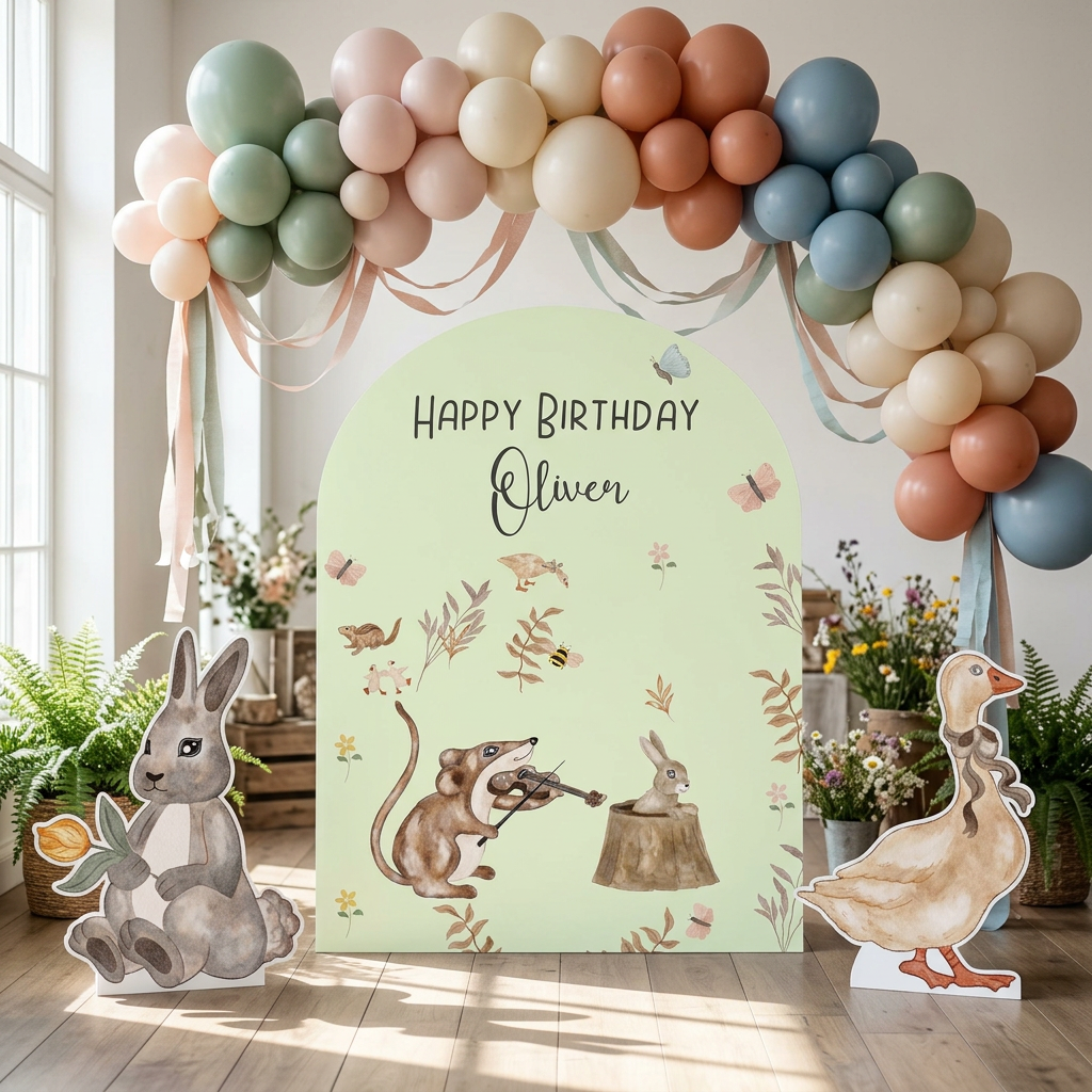 Woodland Birthday Backdrop Set - display 1