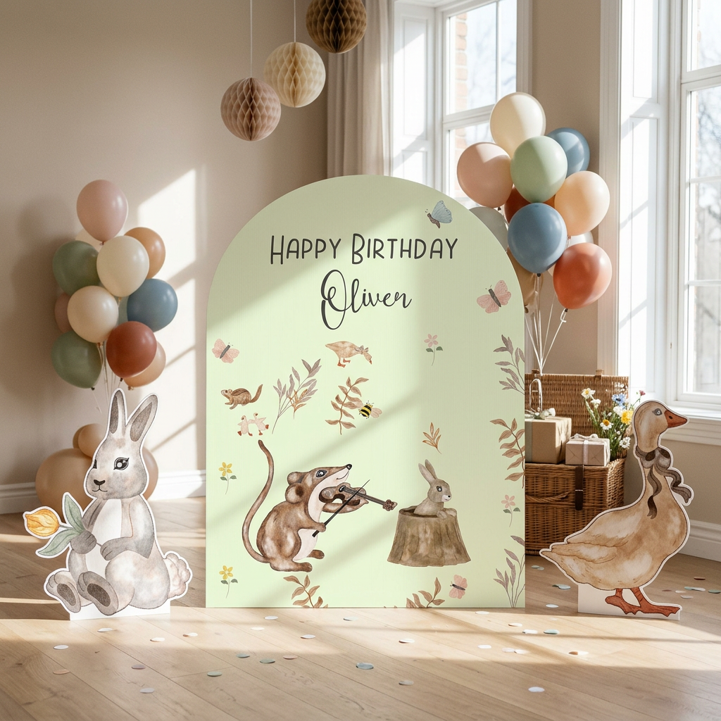 Woodland Birthday Backdrop Set - display 2