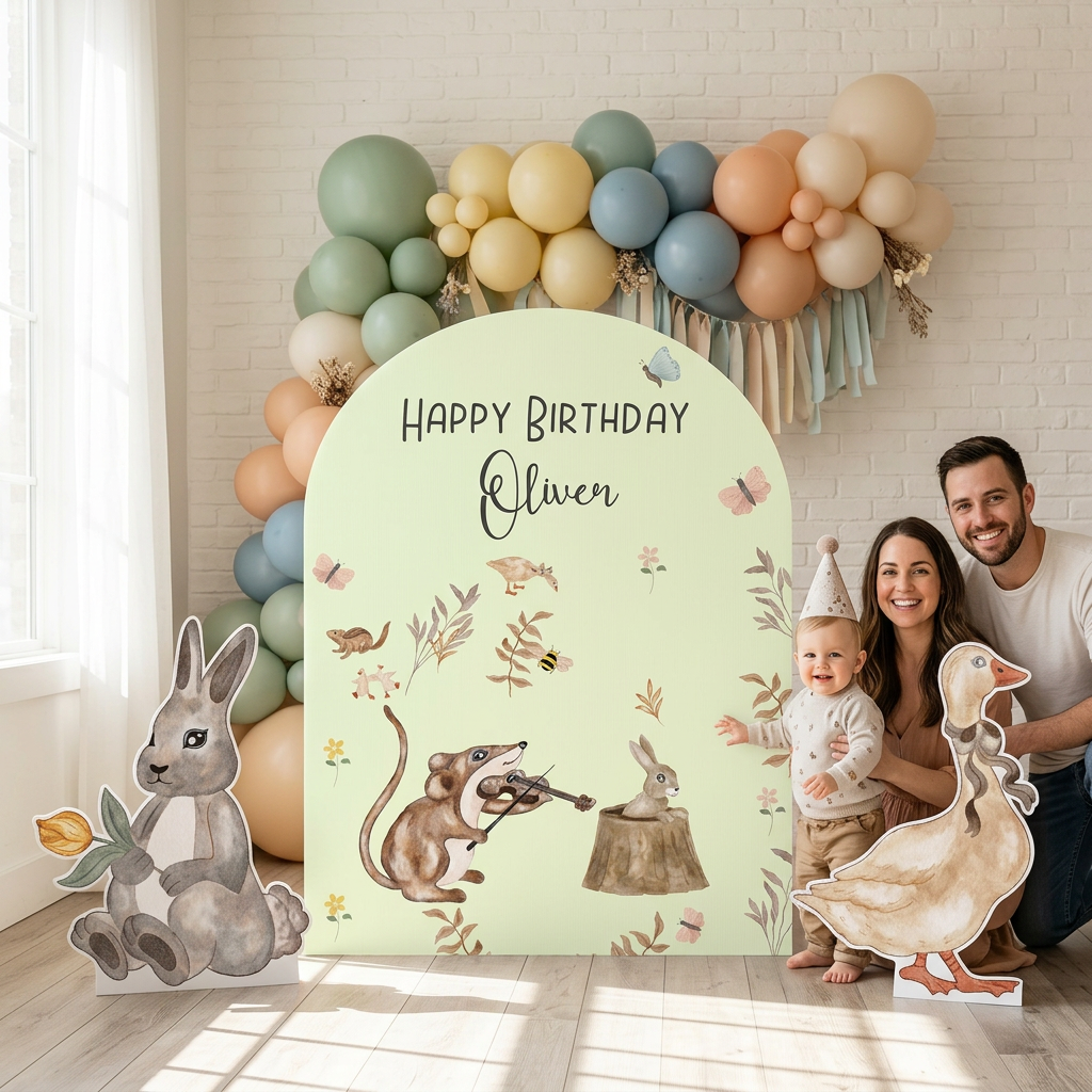 Woodland Birthday Backdrop Set - display 3