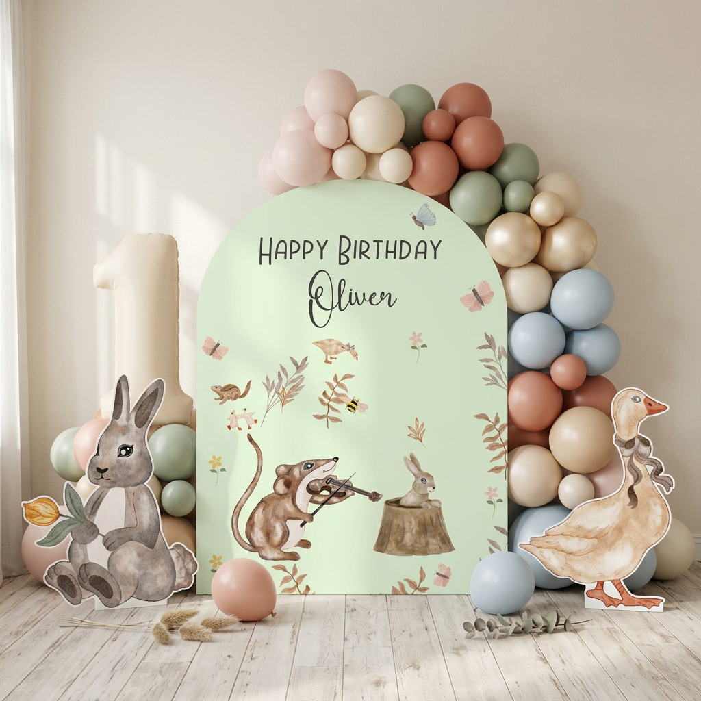 Woodland Birthday Backdrop Set - display 5