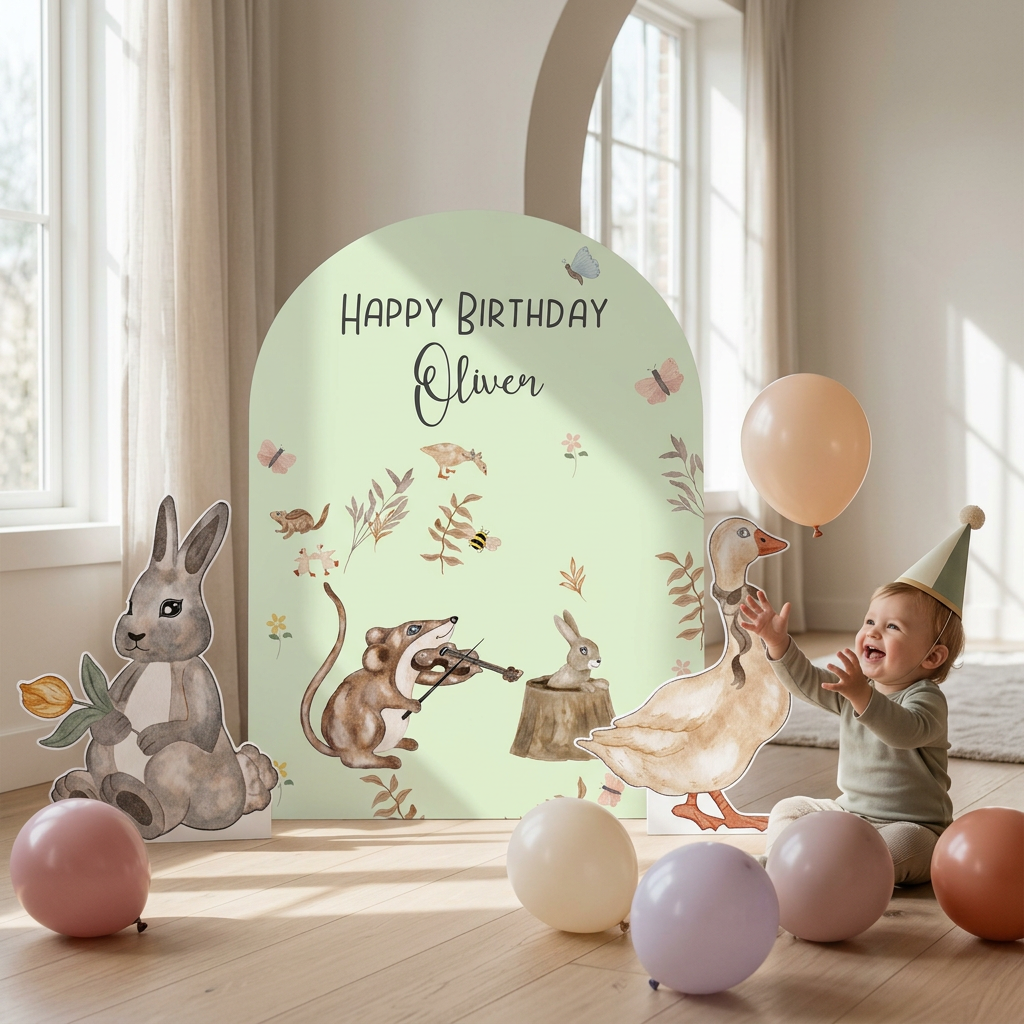 Woodland Birthday Backdrop Set - display 6