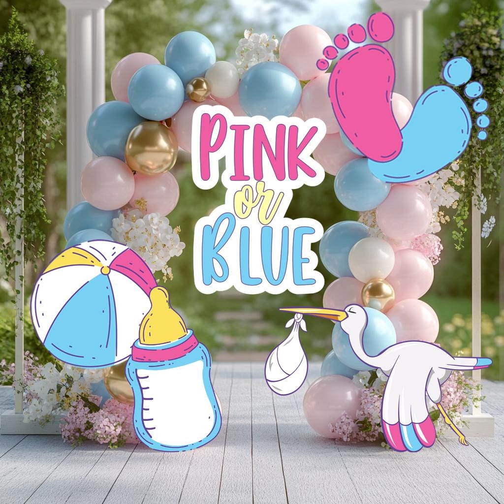 Pink Or Blue, Gender Reveal Party Decoration,Gender Reveal Yard Sign Decoration,Boy or Girl,Gender Announcement,Standee Cutouts Centerpieces