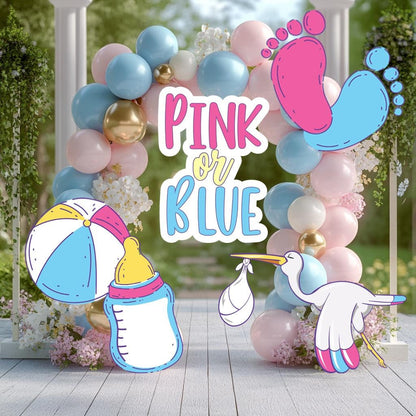 Pink Or Blue, Gender Reveal Party Decoration,Gender Reveal Yard Sign Decoration,Boy or Girl,Gender Announcement,Standee Cutouts Centerpieces