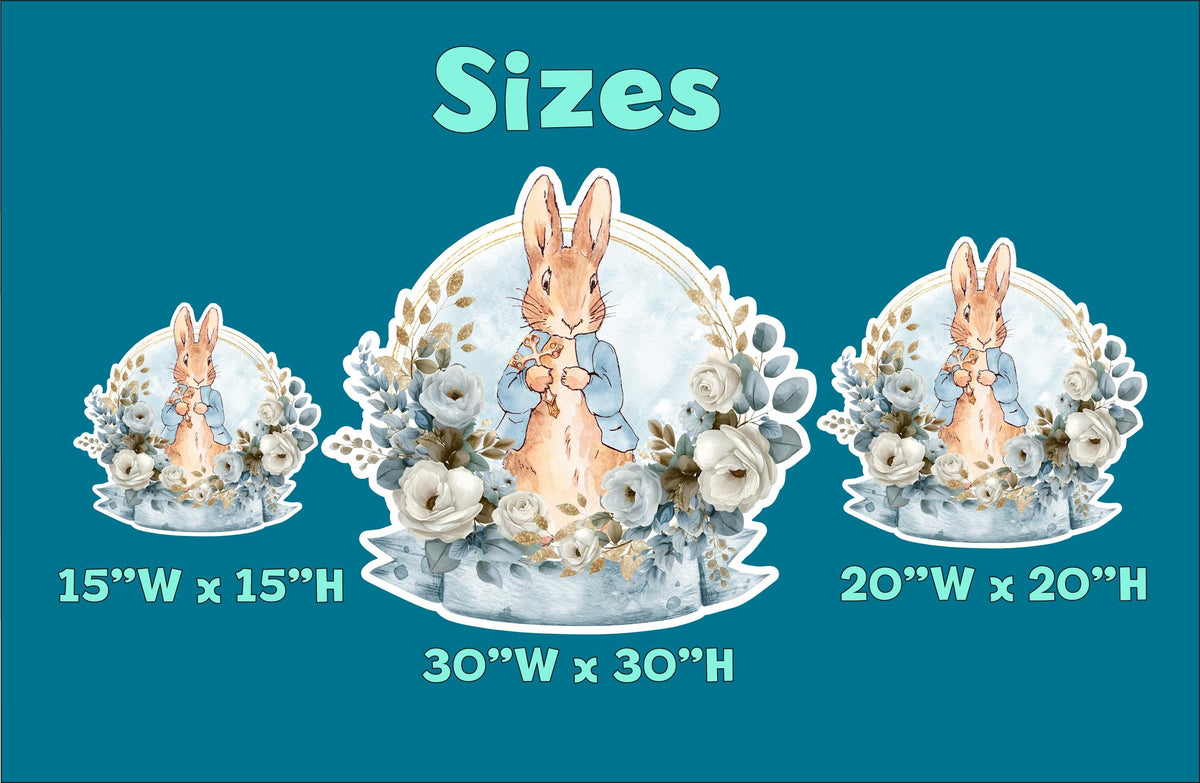 Personalized Baptism Props, Garden Bunny Cutout Decoration, Baptism or Christening Decor, Backdrop Decor, Custom Baptism Party Standee