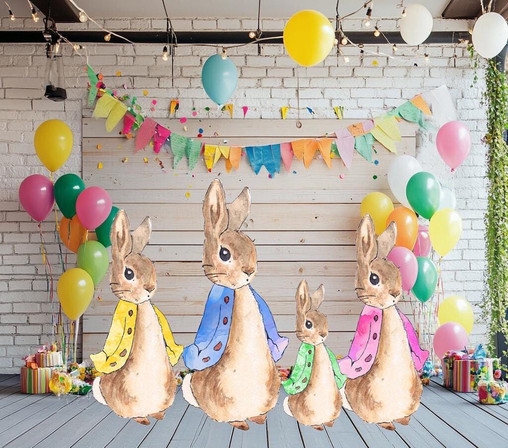 Garden Bunny Cutout Decoration, Rabbit Baby Shower Decor, Backdrop Decor, Yard Sign Art, Garden Decor,Easter Bunny Art,Rabbit Garden Stakes
