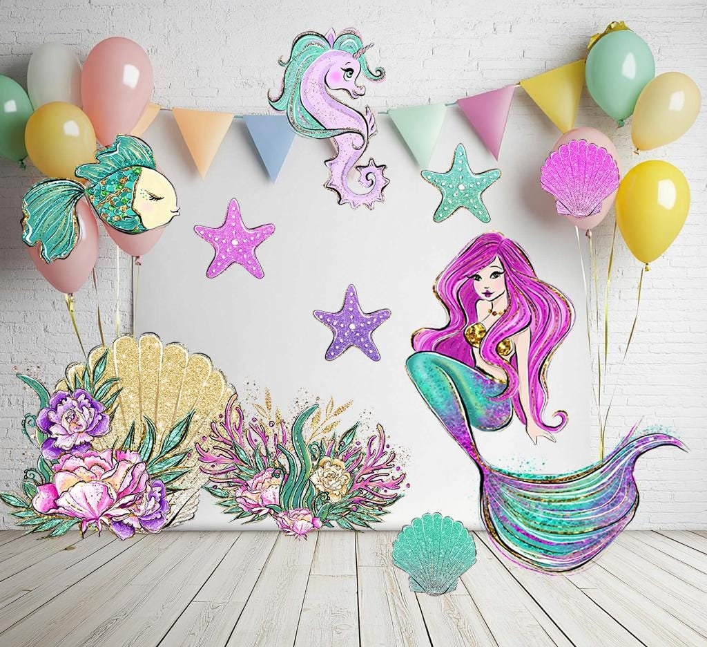 Mermaid Party — custom party decor, printed and cut to shape