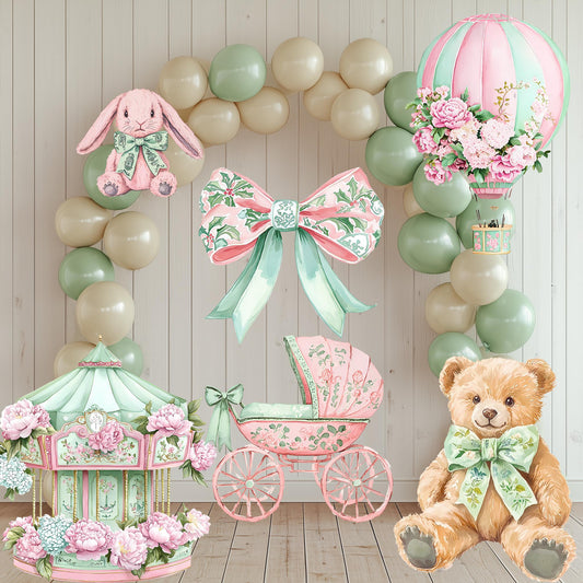 Coquette Girl Baby Shower — custom party decor, printed and cut to shape