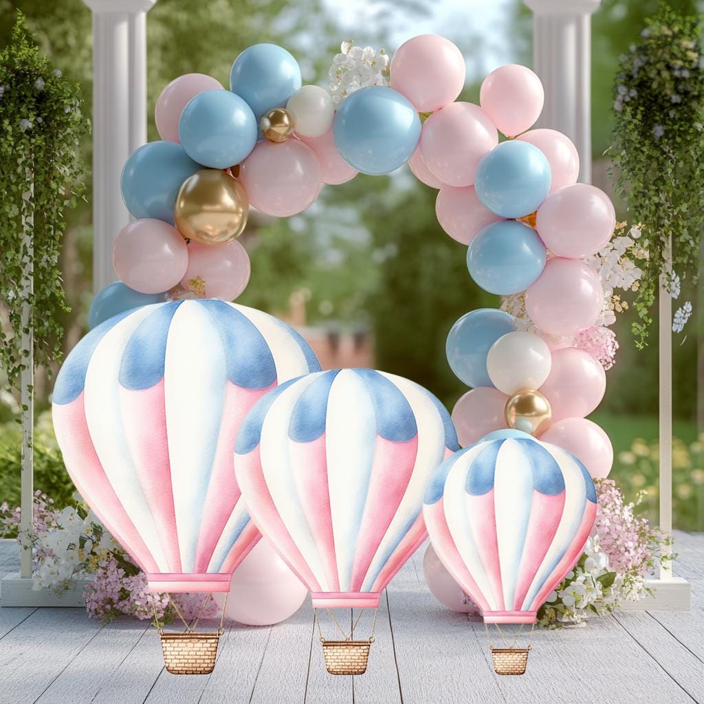 Hot Air Balloon Party Decor Cutout, Backdrop Cutouts, Signs, Baby Shower Hot Air Balloon, Coroplast Cutout Party Props