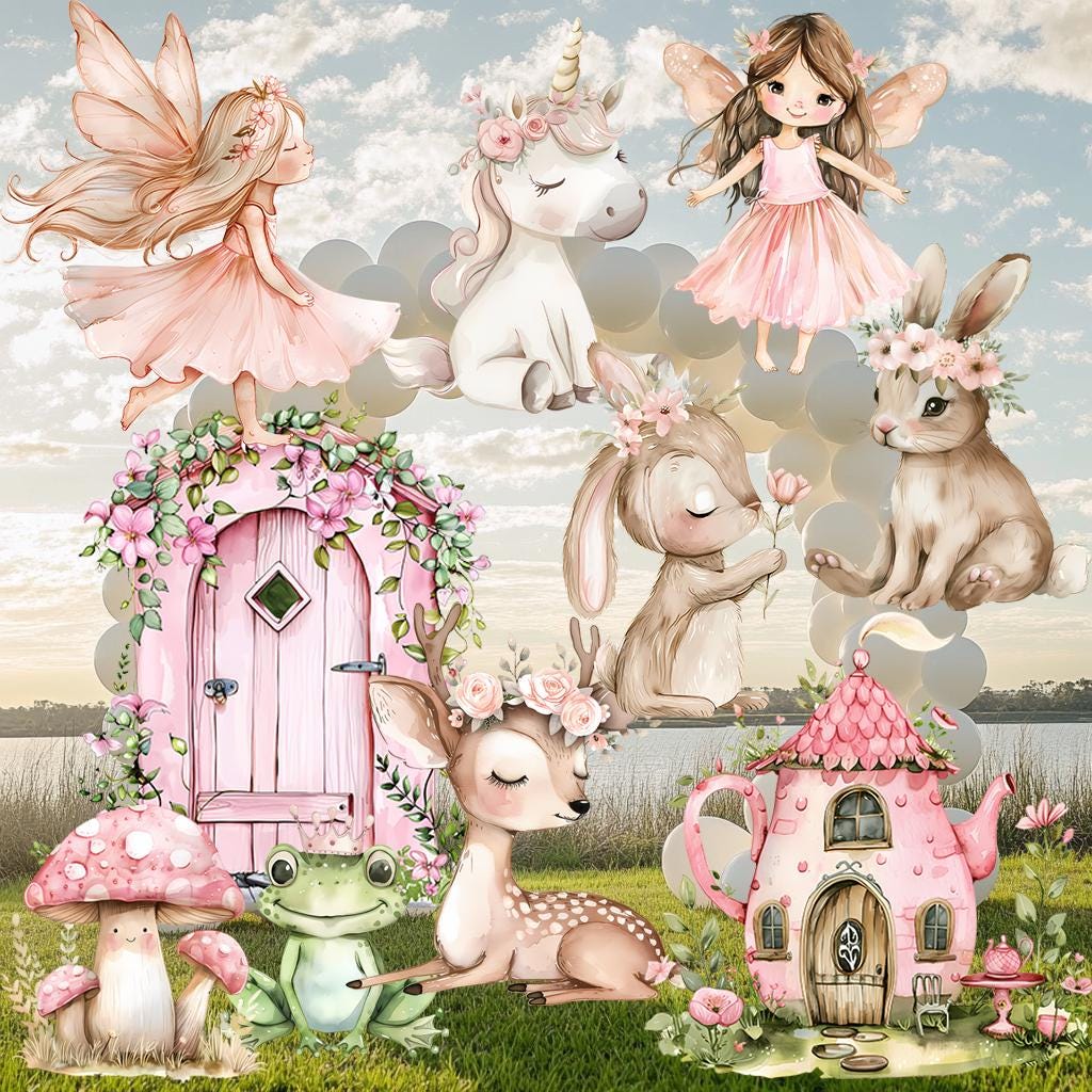 Fairy First Birthday Decor, Cutout, Fairy Garden Baby Shower, Enchanted Fairy Girl Birthday Decor, Fairy Theme Birthday Party,Fairy Backdrop
