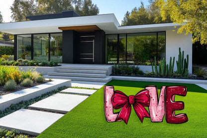 Love Bow Valentines Decoration,Valentine's Outdoor Decor, Bow Standee, Yard Signs with Stakes,Yard Lawn Decoration, Love theme Decor